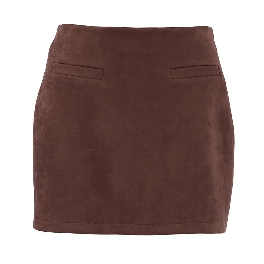 Lightweight Vintage Suede High Waist Pencil Skirt