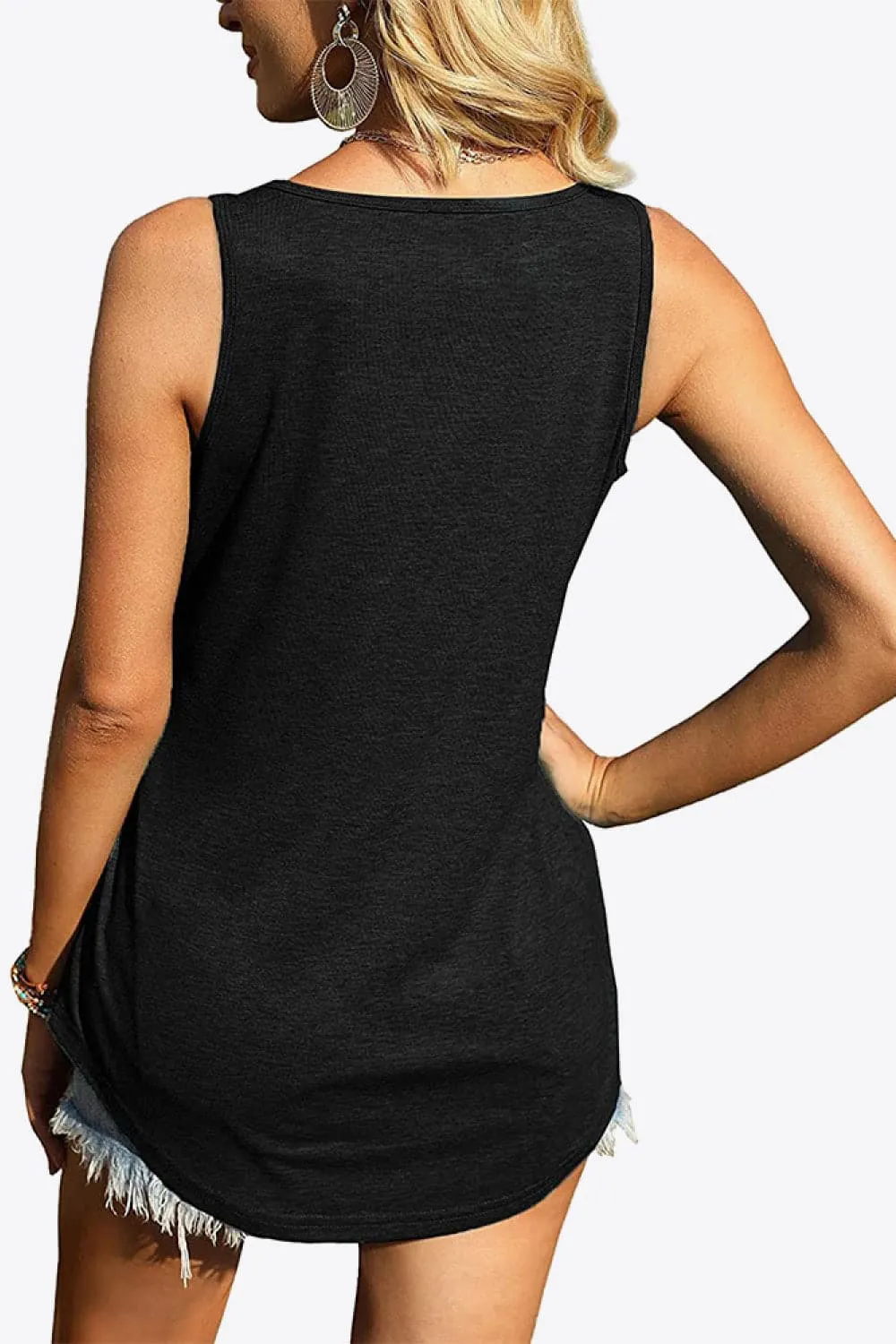 Curved Hem Square Neck Tank Top