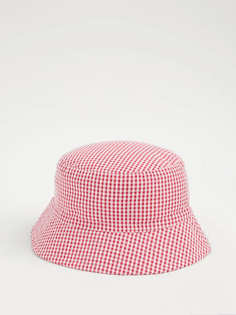 Red Gingham Bucket Hat and Scrunchie Set