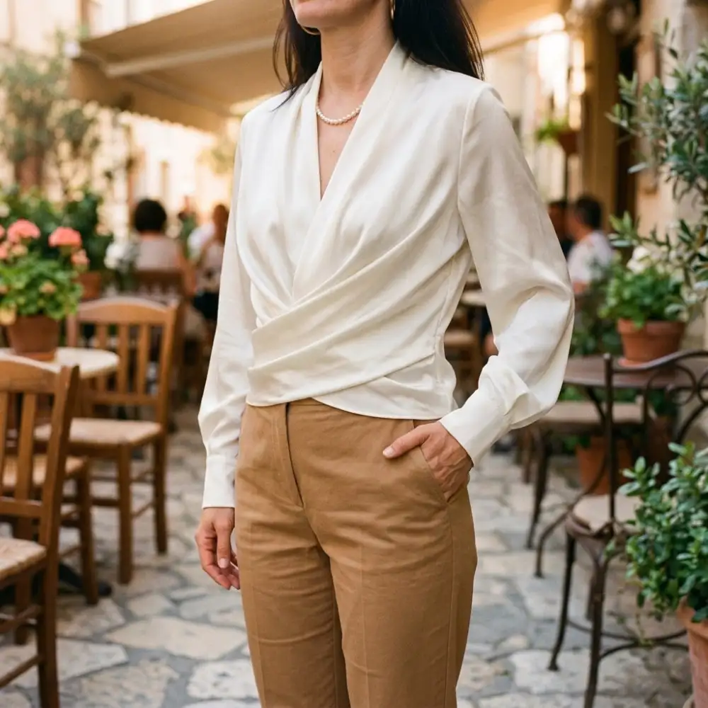 Satin V-Neck Blouse