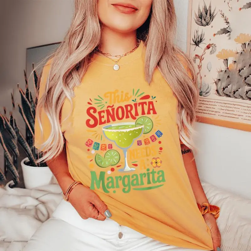This Señorita Needs A Margarita Tequila Cinco De Mayo Women's Oversized Comfort T-Shirt