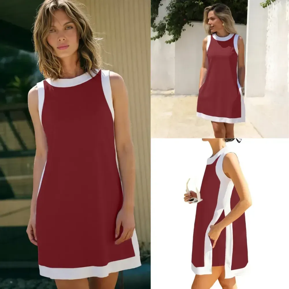 Women’s Color-Blocked Sleeveless Pullover and Shorts Set with Pockets