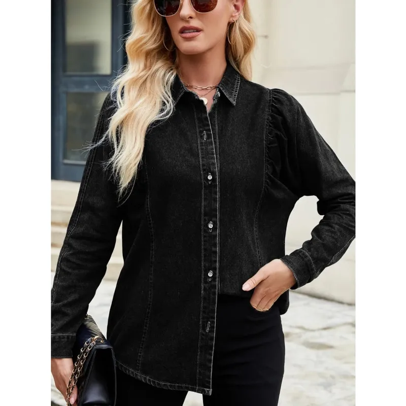 Button-Down Collared Denim Shirt