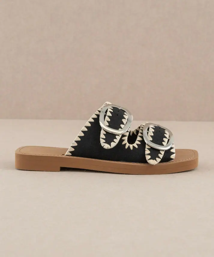 Double Buckle Effortless Flat Sandals