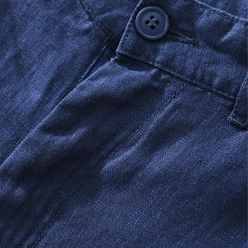 Drawstring Linen Blend Shorts