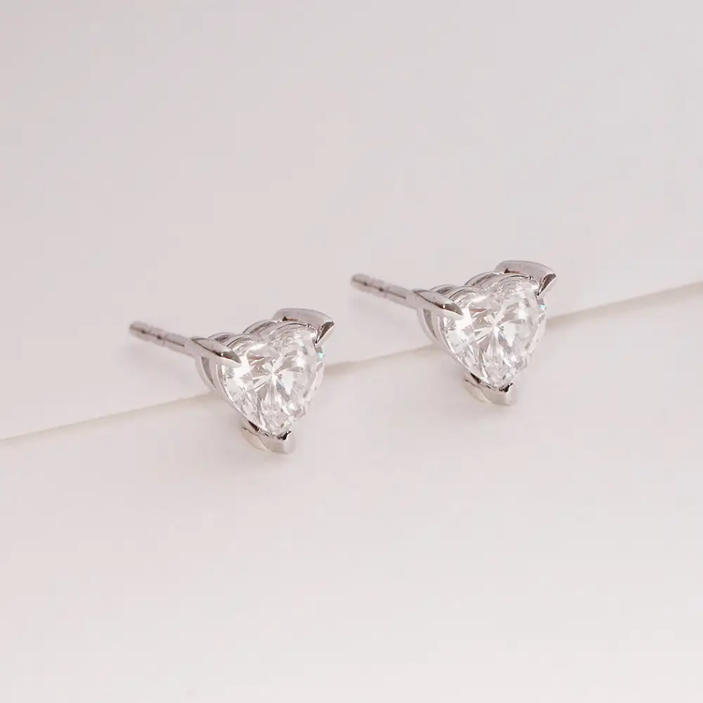 Diamond Solitaire Heart Earring