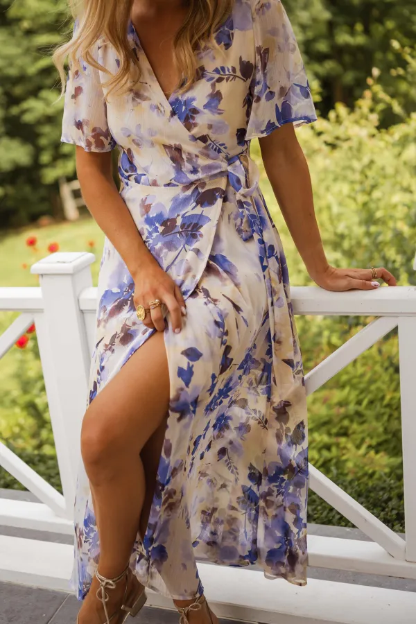 Floral Wrap Front Maxi Dress