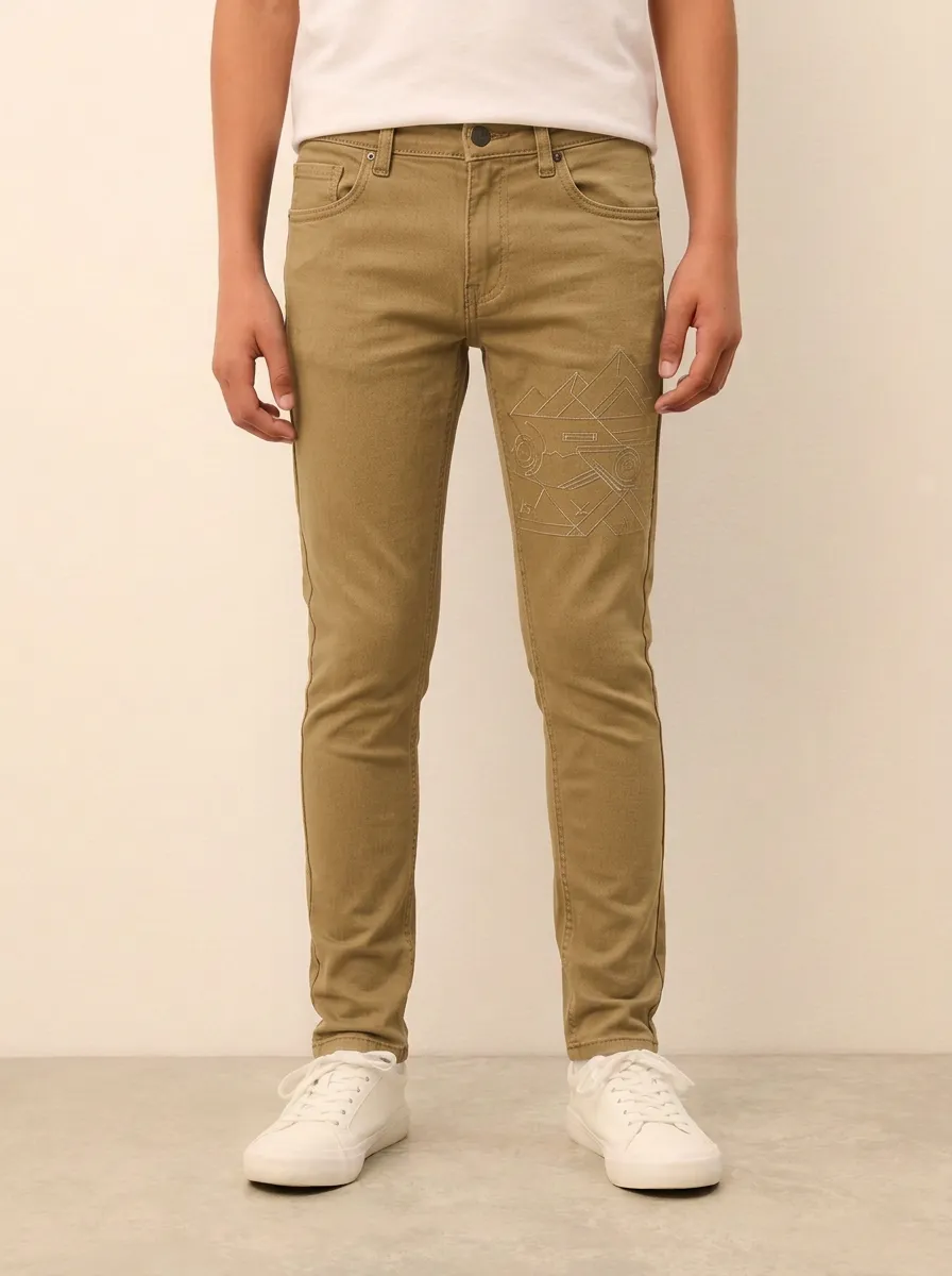 Men's Mountain Geometric Graphic Printed Stretch Jeans