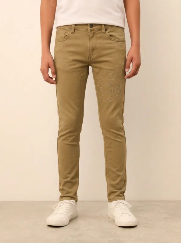 Men's Mountain Geometric Graphic Printed Stretch Jeans