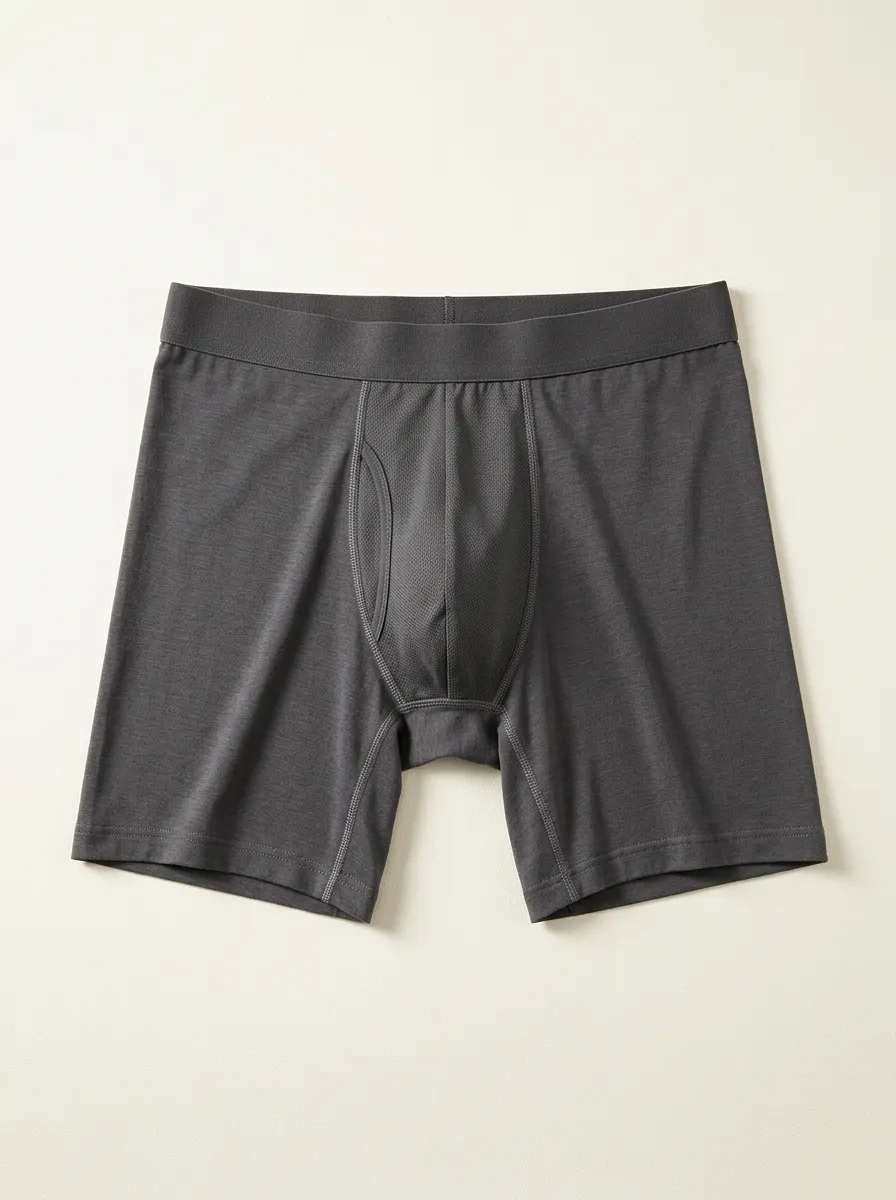 Men's Charcoal Grey Tonal Waistband Structured Pouch Boxer Briefs