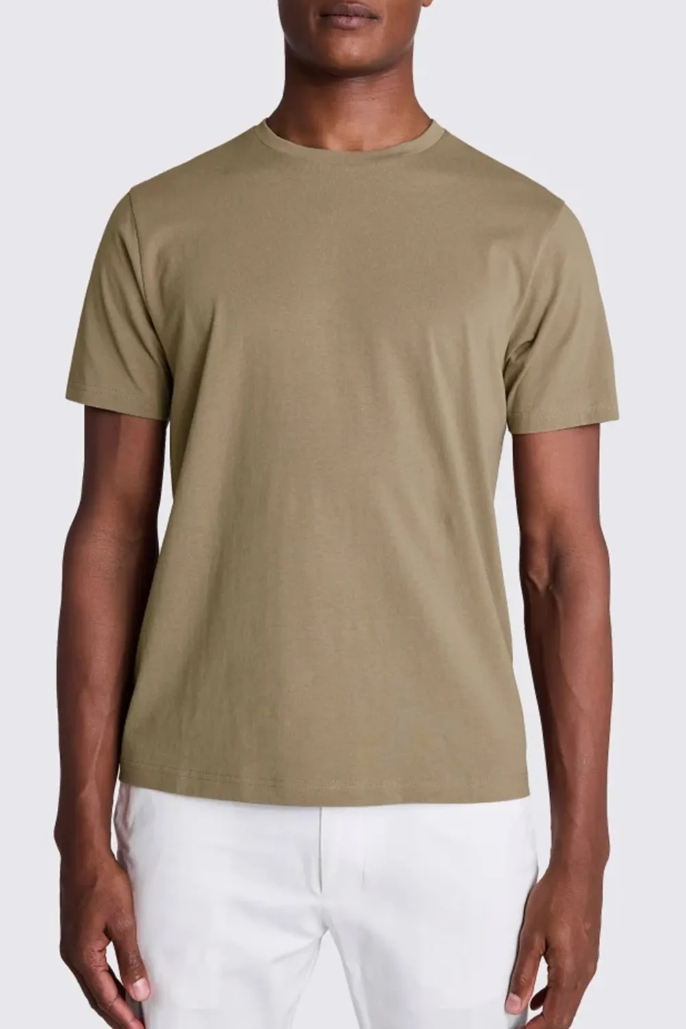 Round-Neck Taupe Casual Shirt For Men