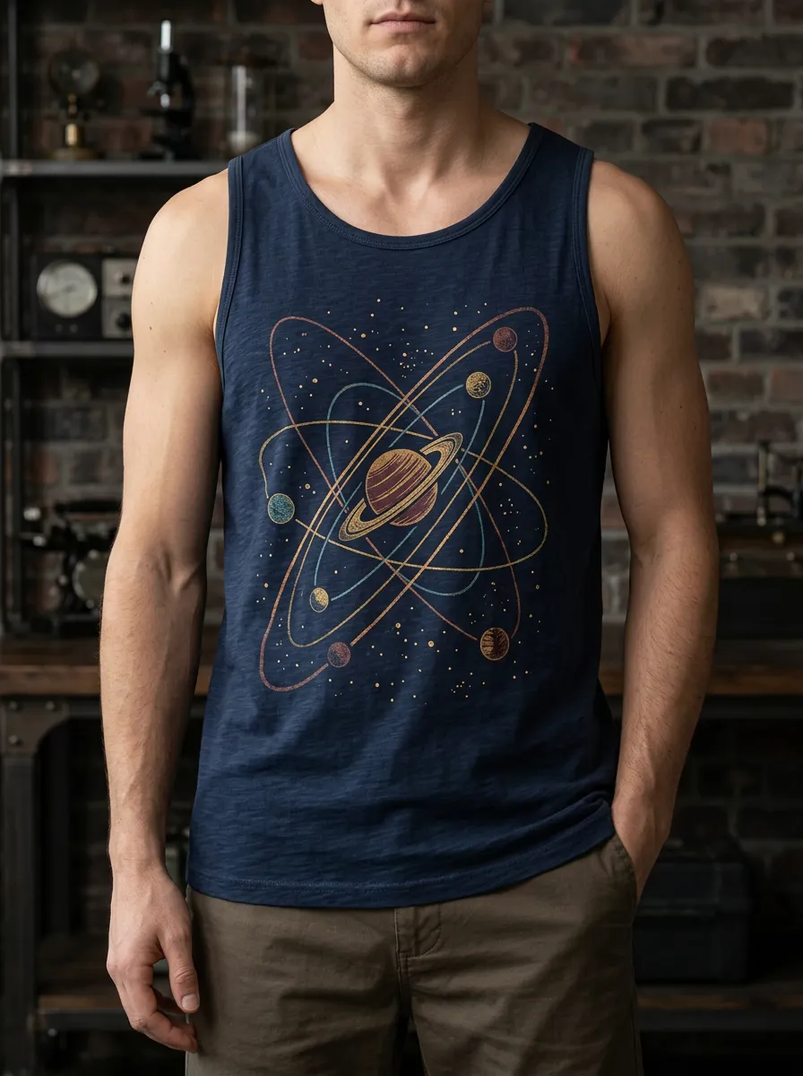 Men's Astronomy Saturn Solar System Tank Top