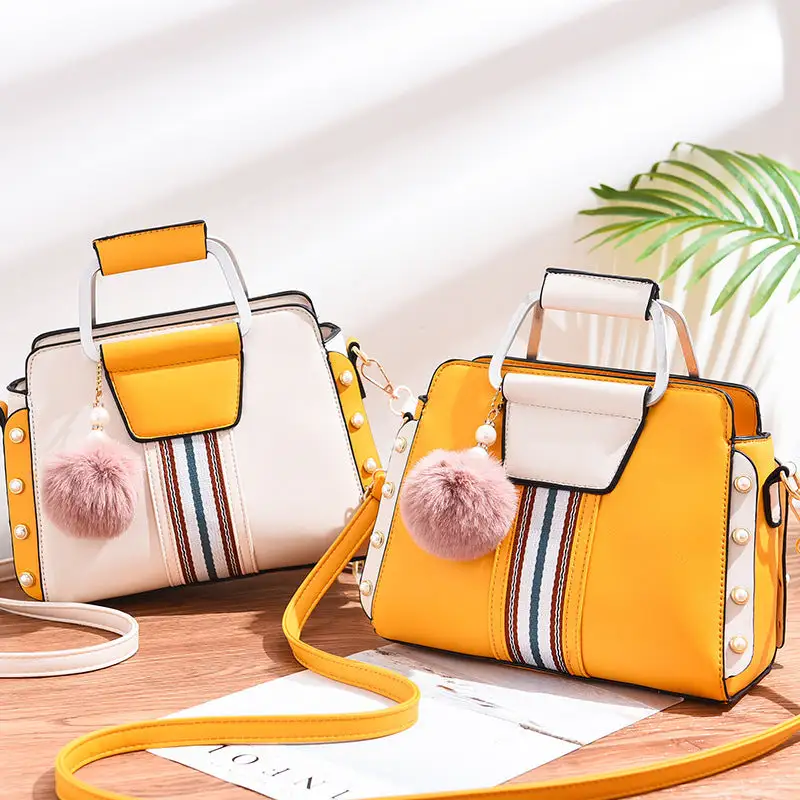 Chic PU Leather Shoulder Bag Beaded Flap Stylish