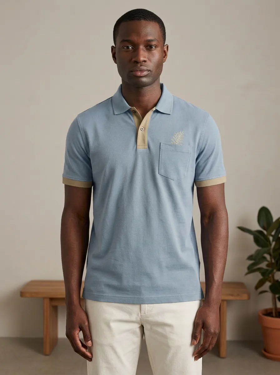 Leaf-Pattern Men's Polo Shirt