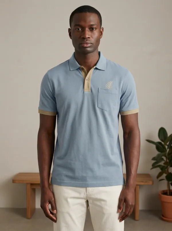 Leaf-Pattern Men's Polo Shirt
