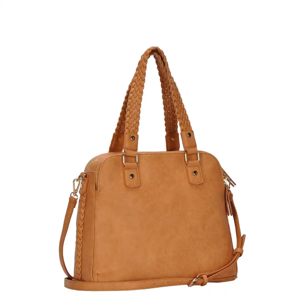 Women's Braided Structured Leather Satchel Crossbody Bag