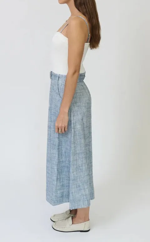 Light Blue Belted Twofer Midi Dress
