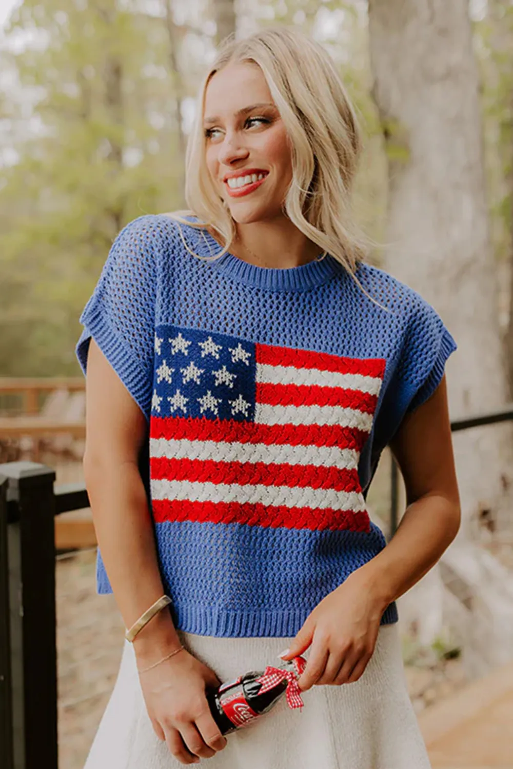 Sky Blue Graphic Short Sleeve Top
