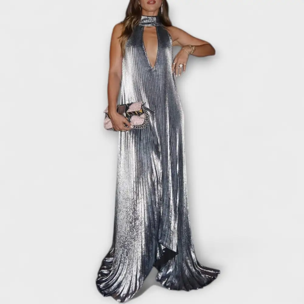 Metallic Pleated dress