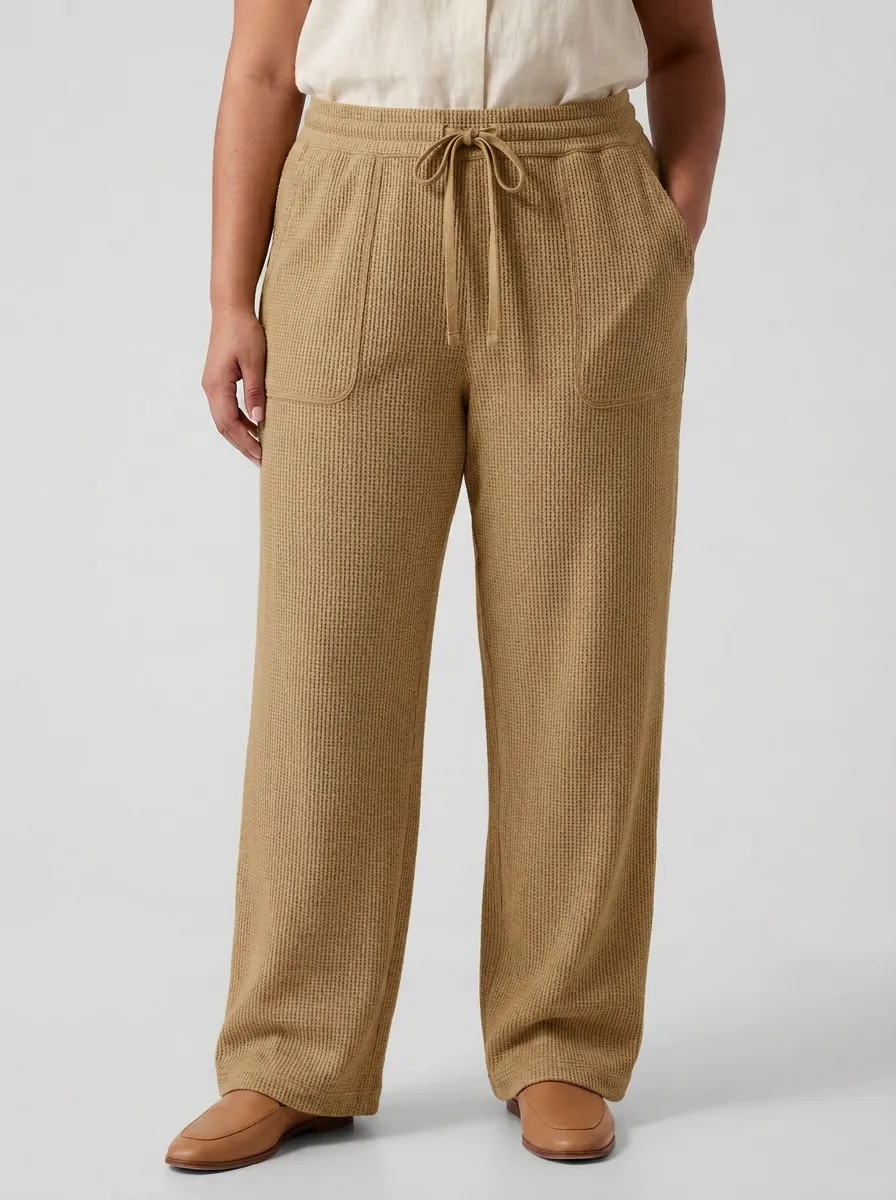 Women's Casual Lounge Waffle Knit Drawstring Pants