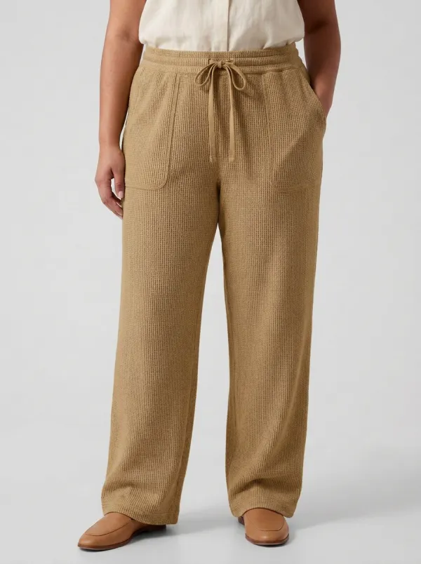 Women's Casual Lounge Waffle Knit Drawstring Pants