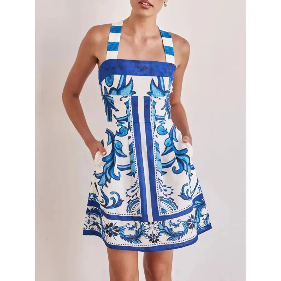Everyday Printed Square Neck Mini Dress