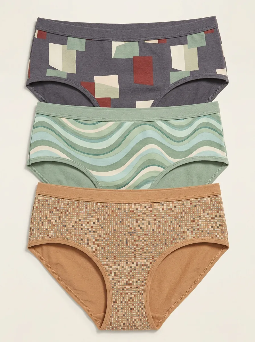 Women's Geometric Wave Pixel Printed Three-Pack Briefs