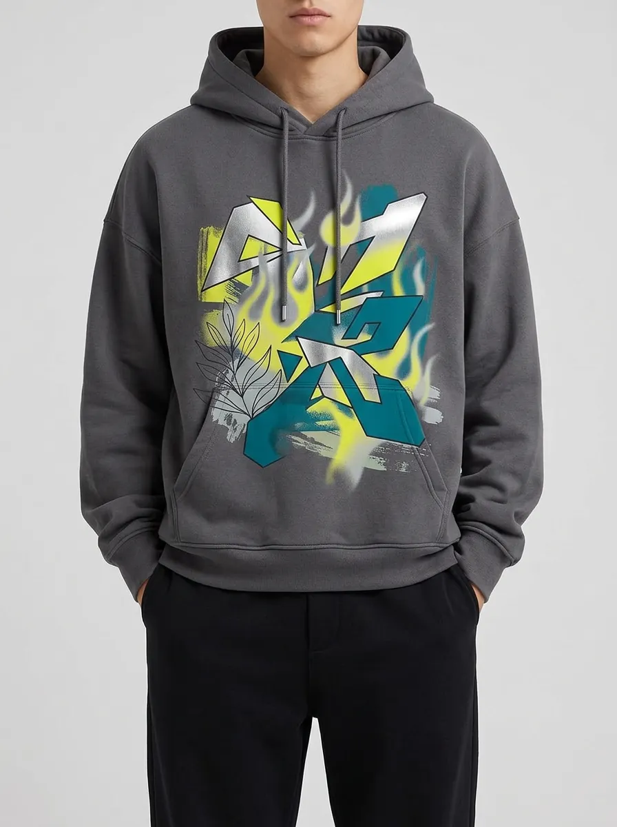 Unisex A1 Streetwear Graffiti Flame Hoodie