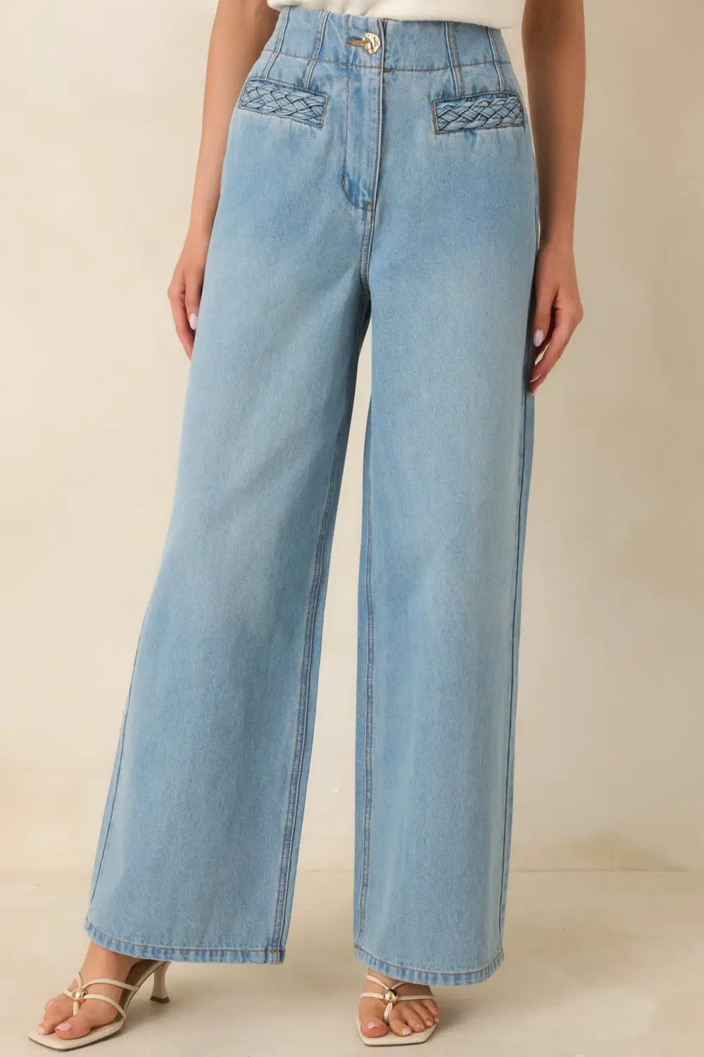 Phoebe Light Wash Straight Leg Cotton Denim Jeans