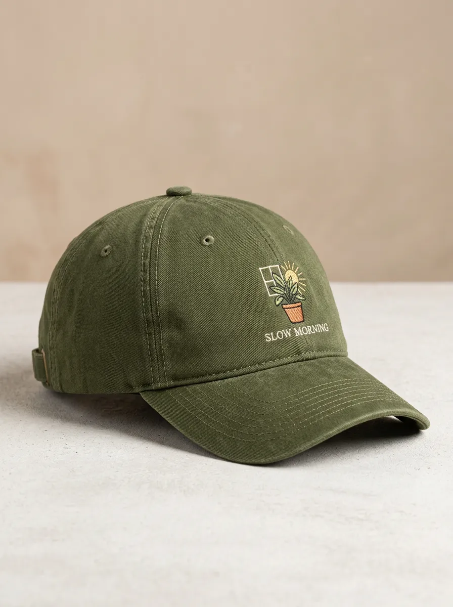 Modern Plant-Lover Slow-Morning Printed Potted-Plant Unisex Baseball Cap