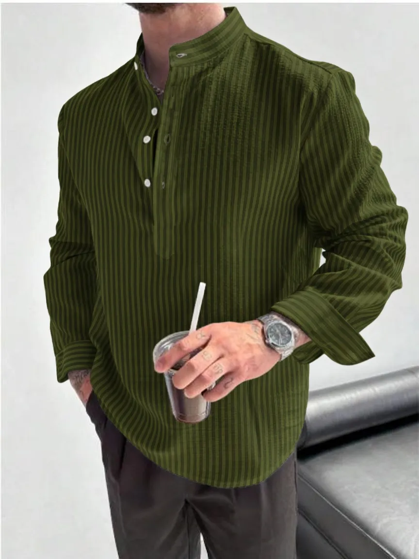 2026 New Men's Striped Long-Sleeve Shirt