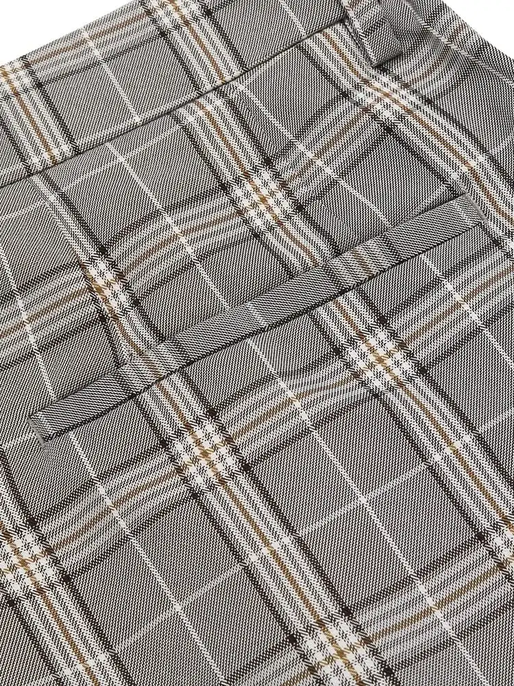 Casual Plaid Suit Pants