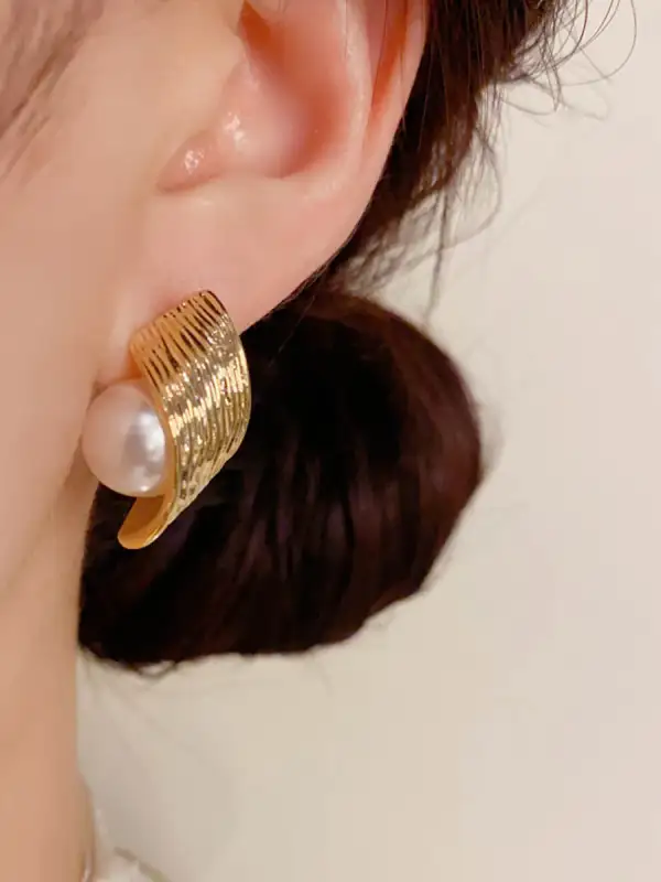 Ornate Pearl-Inspired Accent Earrings