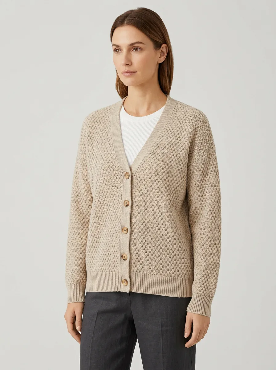 Women's Textured V-Neck Cardigan