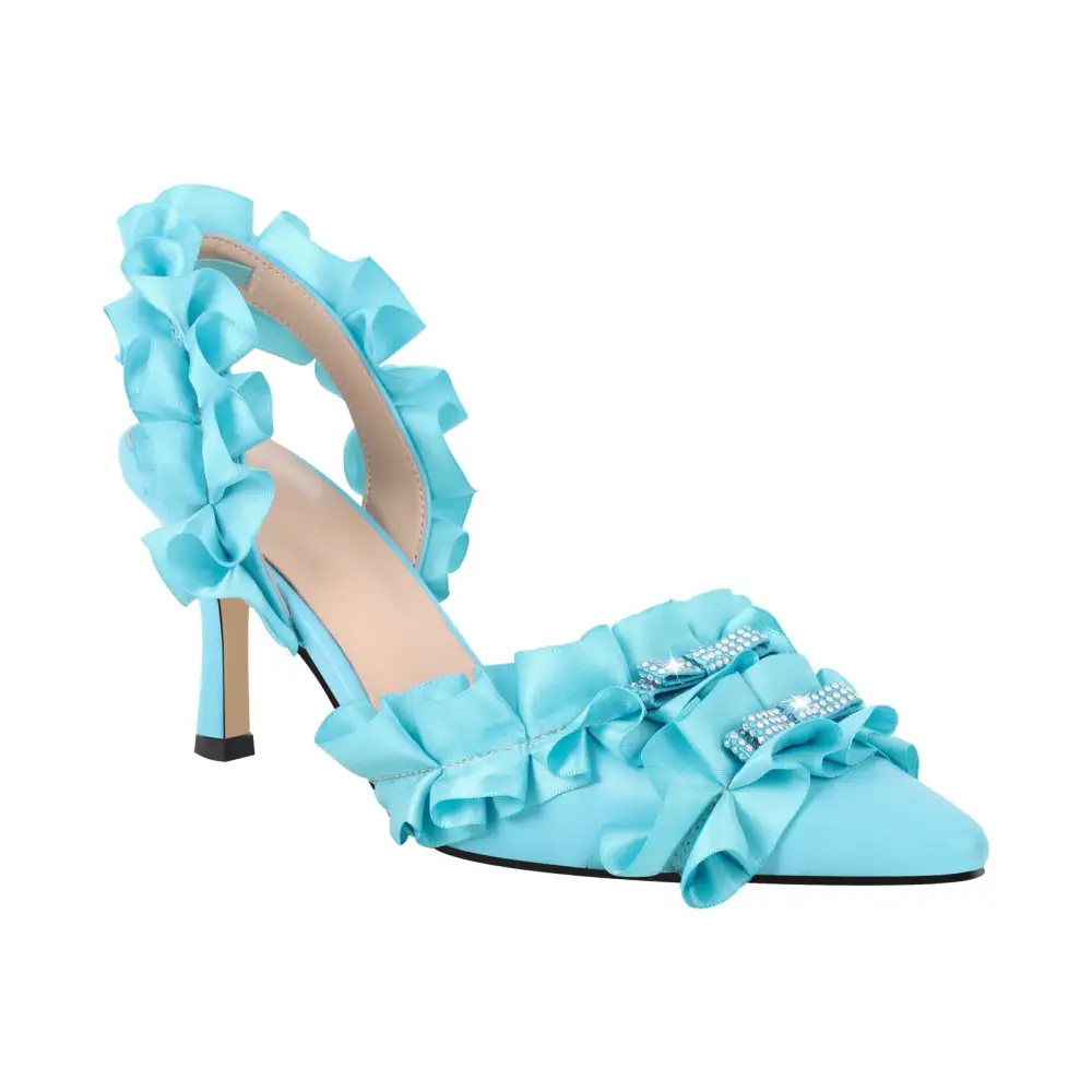 Polished Rhinestone Pointed Toe Stiletto Slingback Pumps