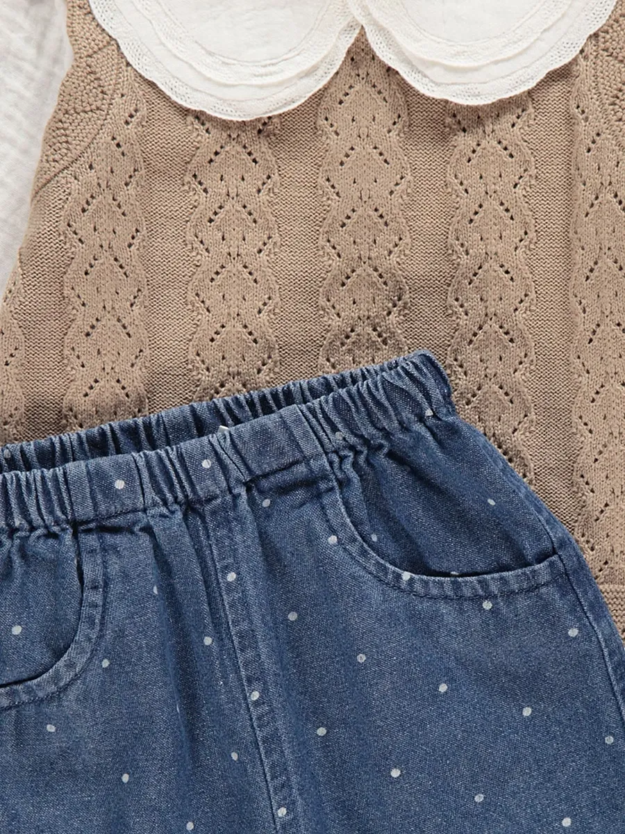 Neutral Jumper Top and Spot Jeans Outfit