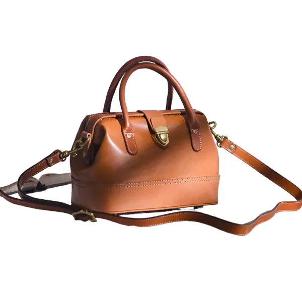 Color Block Leather Doctor Shoulder Bag