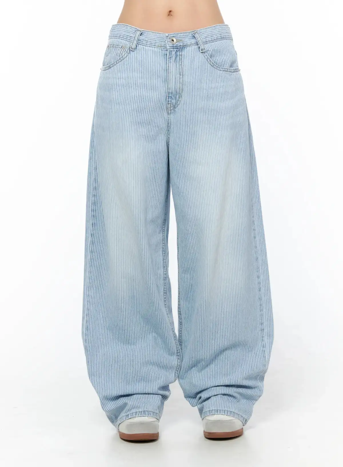 Wide-Fit Striped Wide Leg Jeans