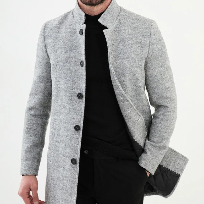 Classic Slim Fit Wool Longline Long Coat