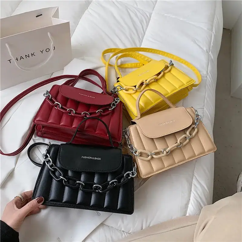 Edgy Quilted Black Chain Crossbody Bag