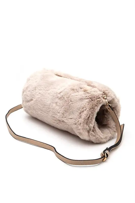 Faux Fur Hand Warmer Crossbody Bag