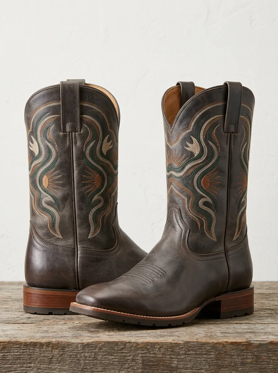 Women's Western Sun Embroidery Cowboy Boots