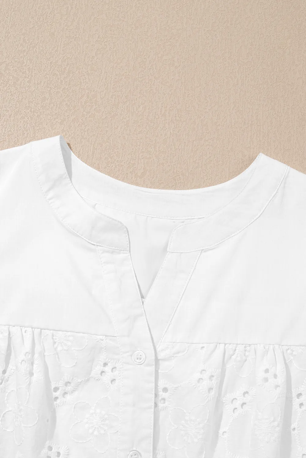 White Lace Crochet V Neck Blouse