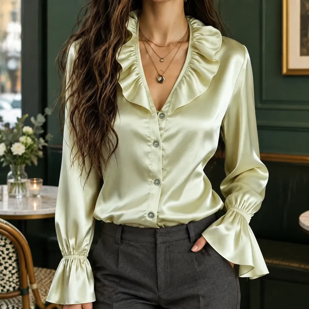 Ruffled Flowing Blouse