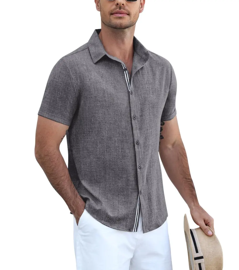 Timelss Contrast Placket Short Sleeve Shirt