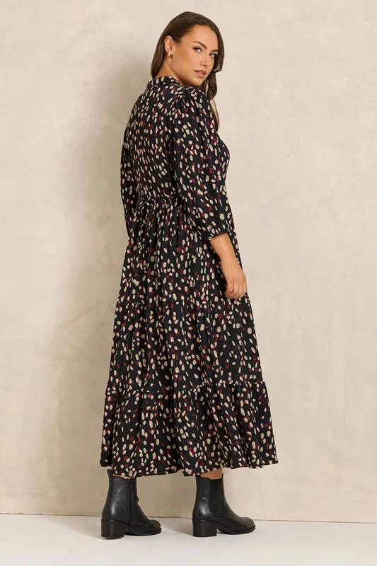 Black Spot Print Crinkle Maxi Dress detail 2