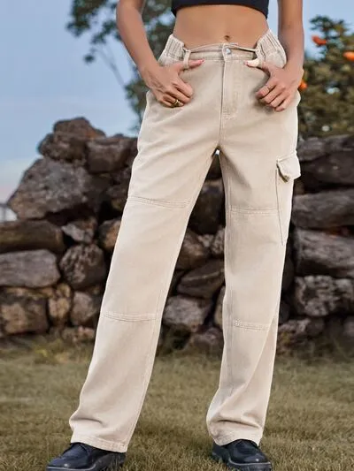 Raw Hem Ruffled Denim Jeans