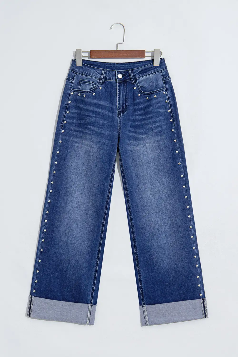 Women's Studded Straight Leg Loose Jeans