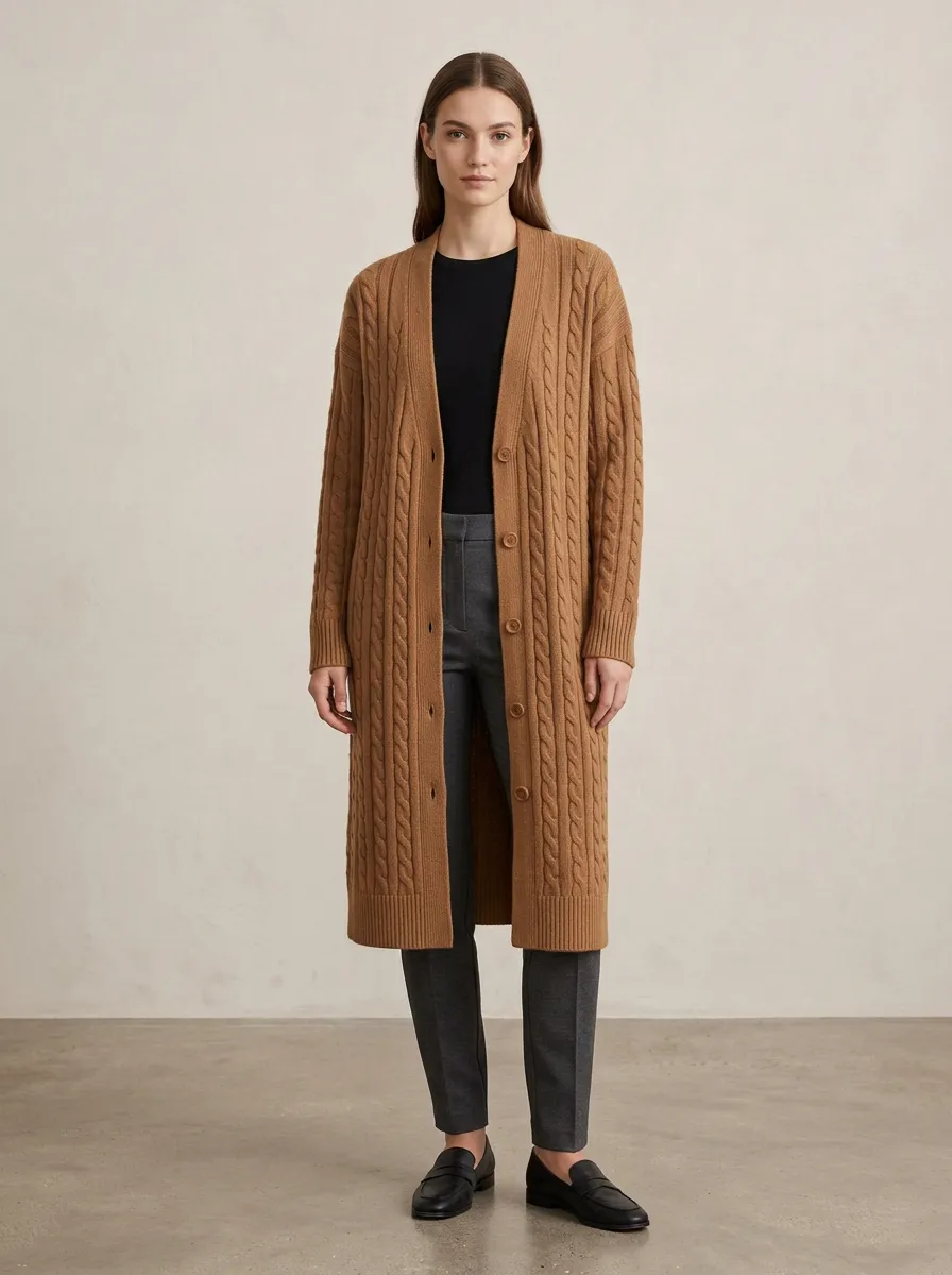 Women's Heritage Inspired Cable Knit Knit Cardigan