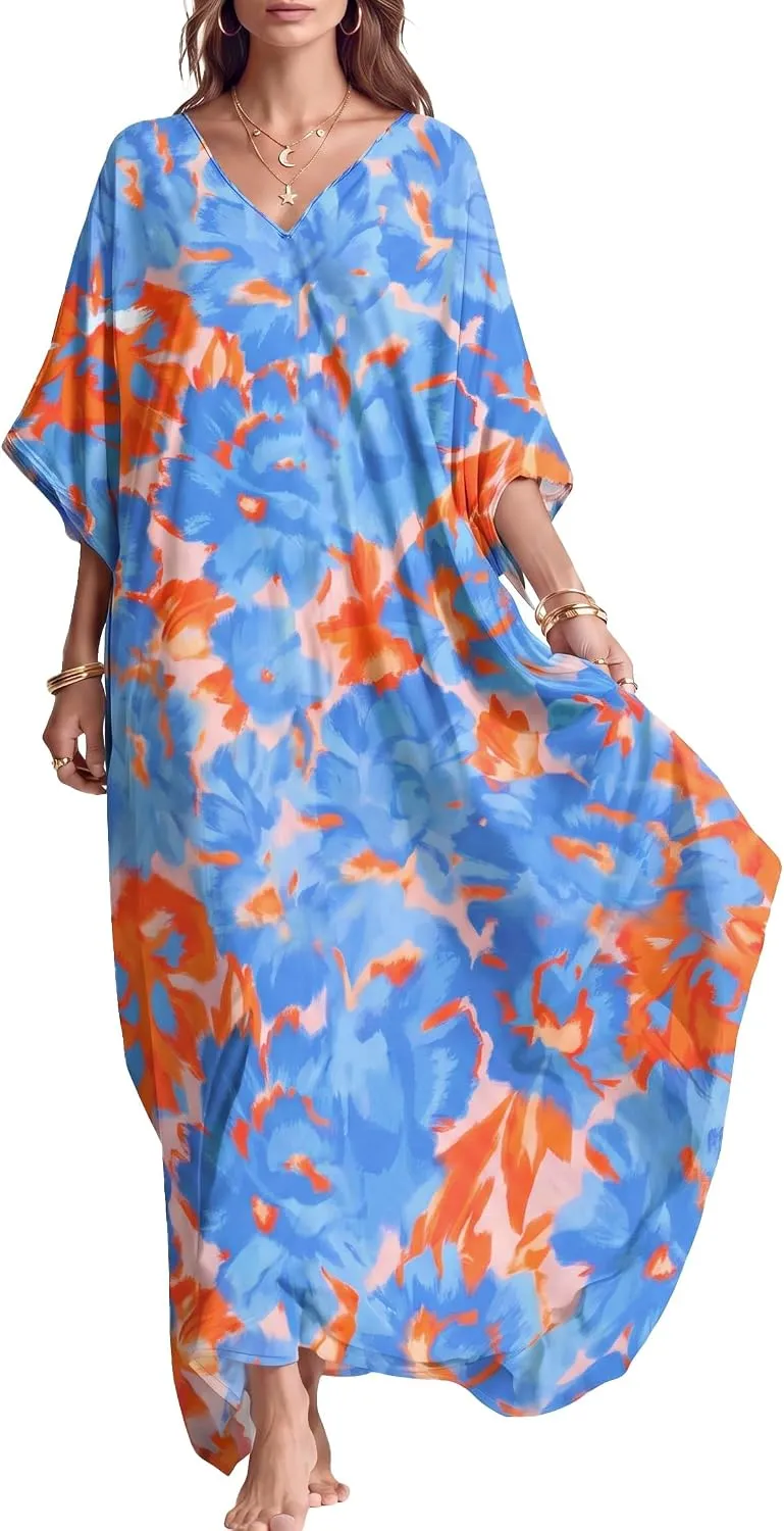 Women Moomoo Dress Beach Cover Ups for Women Long Kaftan Nightgown Muumuu Plus Size Caftan